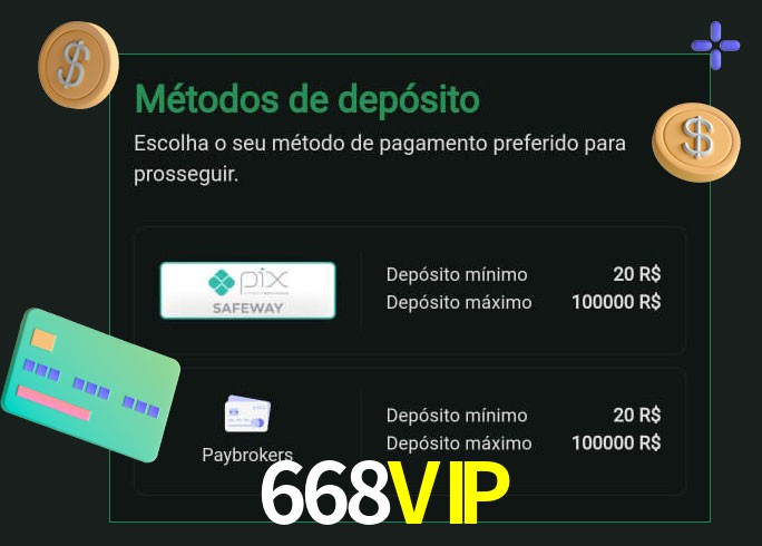 O cassino 668VIP oferece uma grande variedade de métodos de pagamento